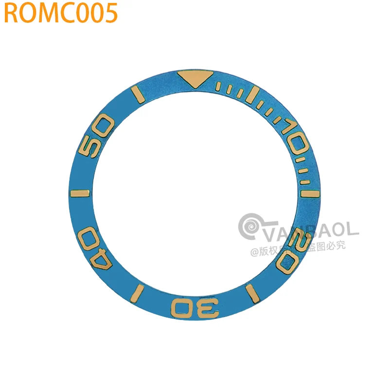 ROMC 38mm*30.5mm aluminum Sloped Bezel Insert Fits Sei-ko NH35 NH36 Watch YM Case Bezel Replacement Part