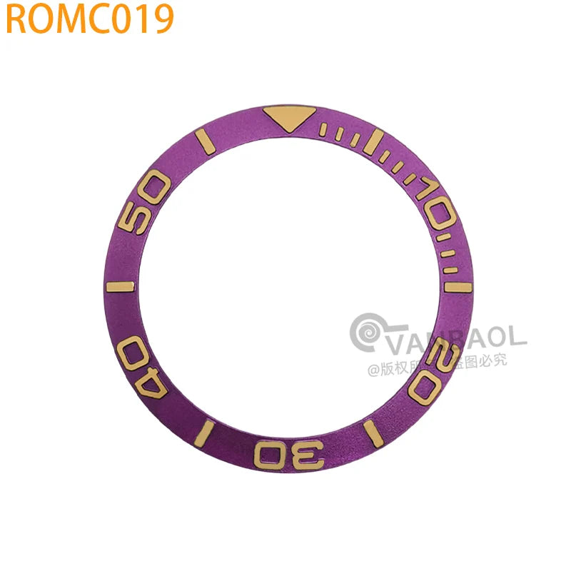 ROMC 38mm*30.5mm aluminum Sloped Bezel Insert Fits Sei-ko NH35 NH36 Watch YM Case Bezel Replacement Part