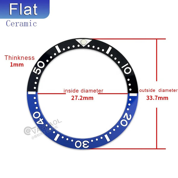 33.7MM*27.5MM  watch bezel Insert measurement substitute watch insert  luminous watch accessories flat High-quality Ceramic