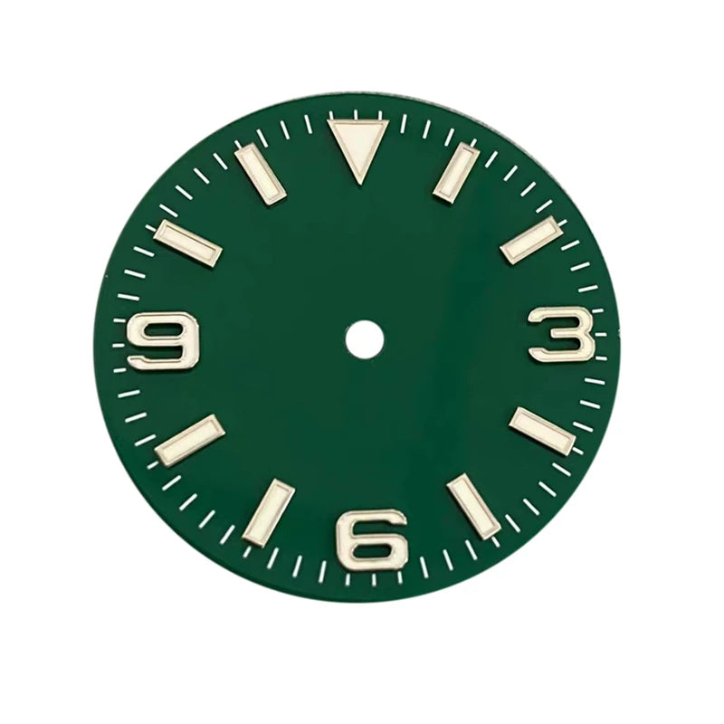 New 28.5MM Green Luminous Watch Dial For NH35/36/4R/7S Movement 3 6 9 Bar-Type Nails Accessories