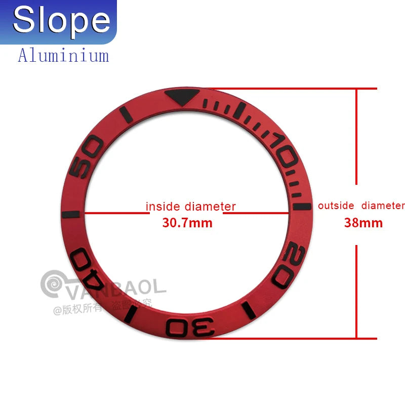 ROMC 38mm*30.5mm aluminum Sloped Bezel Insert Fits Sei-ko NH35 NH36 Watch YM Case Bezel Replacement Part