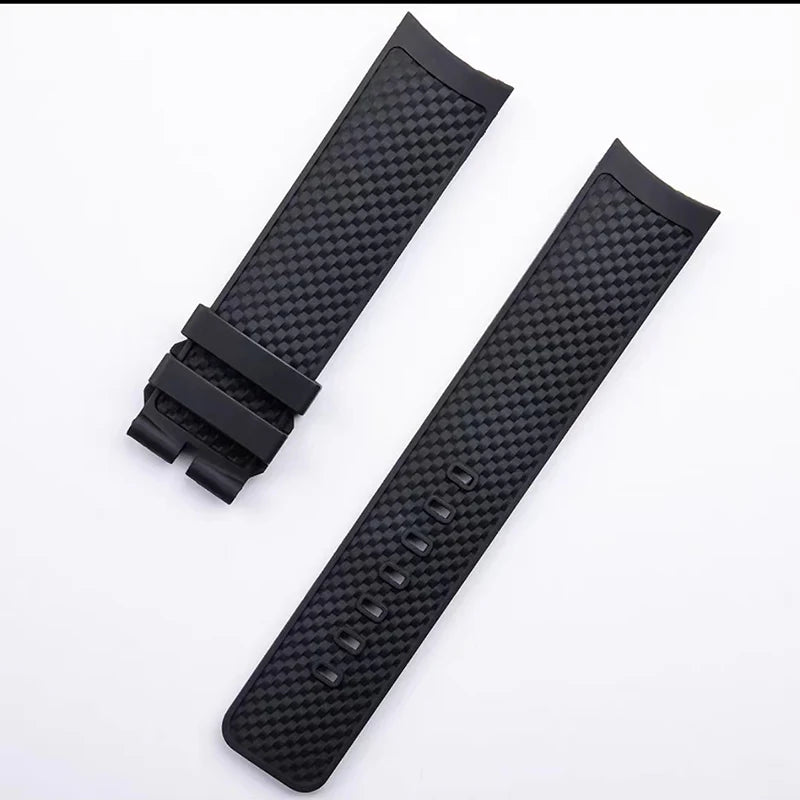 22mm Rubber Silicone Watch Band Fit for IWC IW329001 / 002 Black Waterproof Strap Quick Release Watchband