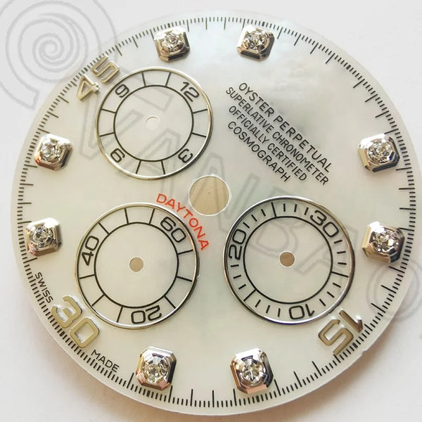 Top quality mother of pearl Watch Dial For Daytona 116518 116519 , Fits 4130 Movement, Aftermarket Watch Parts Replacements