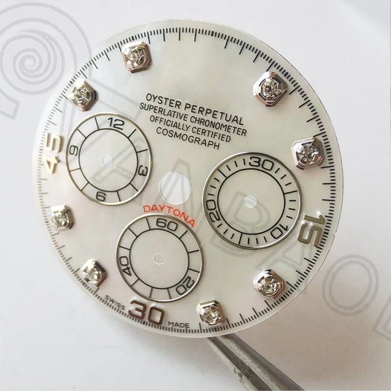 Top quality mother of pearl Watch Dial For Daytona 116518 116519 , Fits 4130 Movement, Aftermarket Watch Parts Replacements