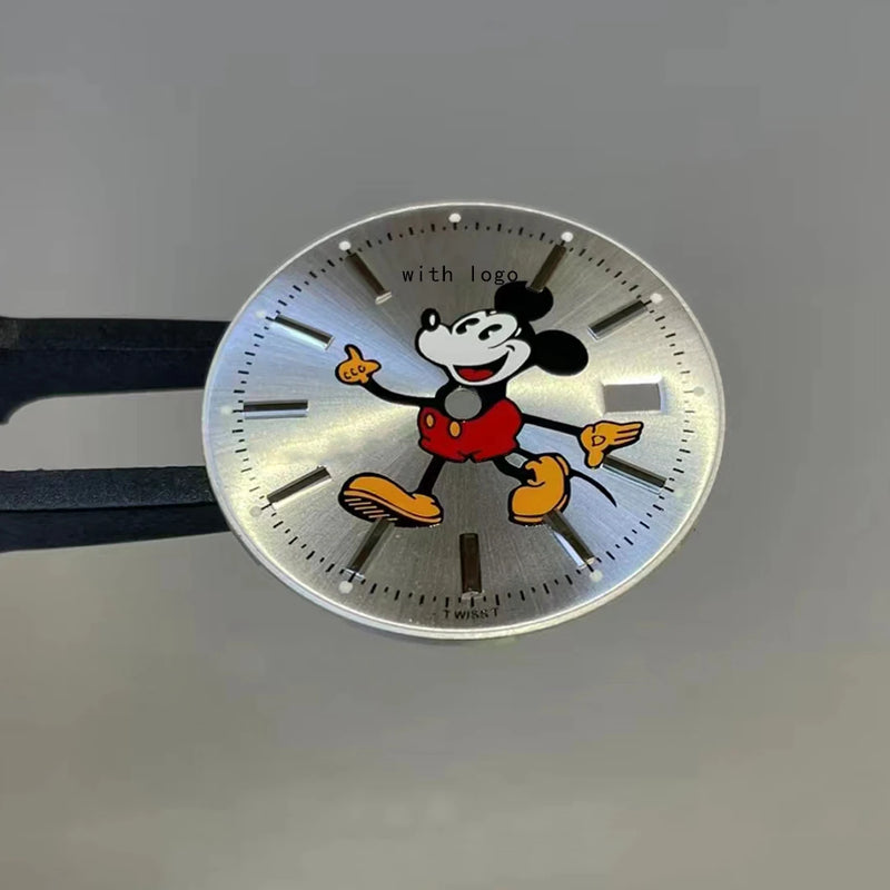 Mickey mouse Watch Dial For 36mm Date-just watch, Fit To 3235 Movement , Aftermarket Watch Parts.