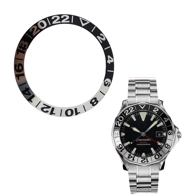 38MM Black white slope Aluminum Bezel Insert fit for original OMG Sea-master Automatic 42MM Watch 2234.50