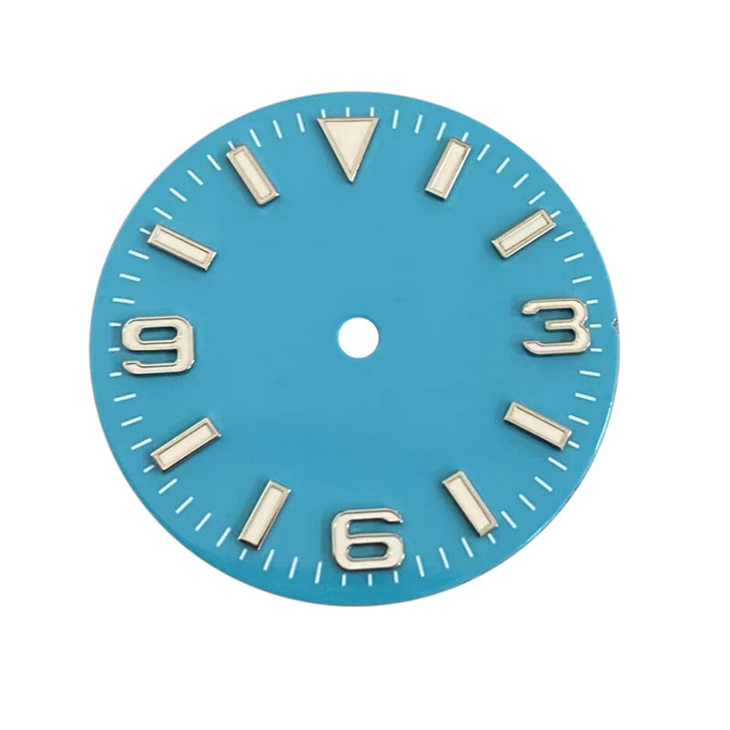 New 28.5MM Green Luminous Watch Dial For NH35/36/4R/7S Movement 3 6 9 Bar-Type Nails Accessories