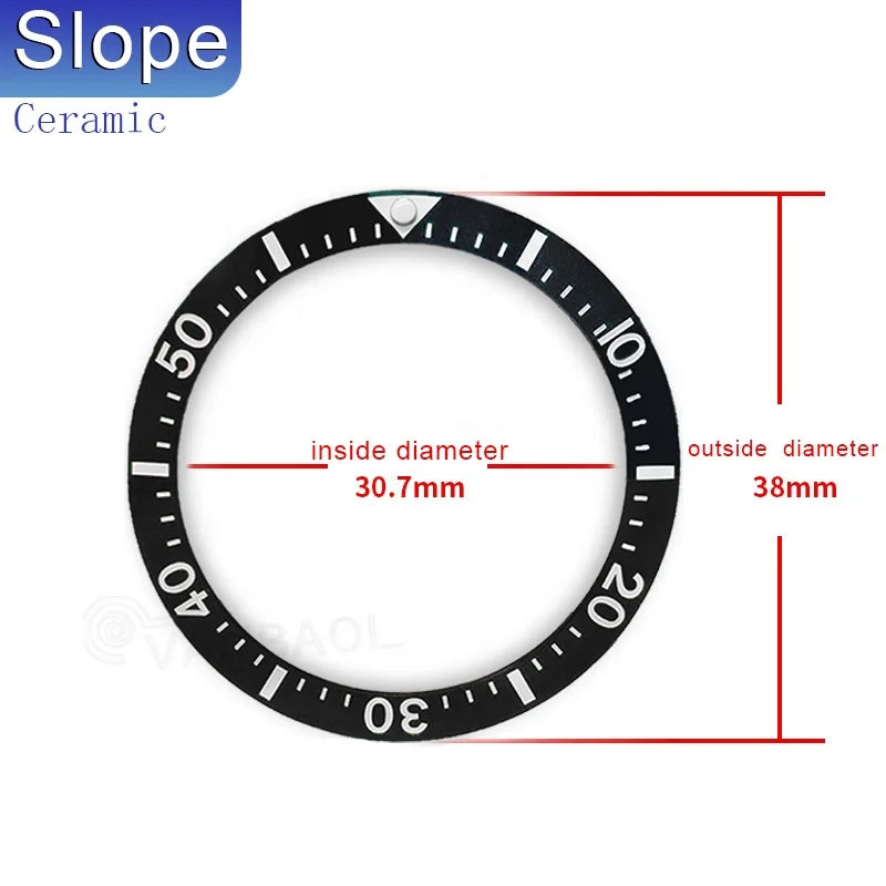 JGYB JGYC 38*30.5mm two tone Sloping Ceramic  Bezel Insert Replacement of Watch Accessories Fit Sei-ko watch