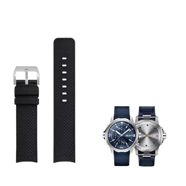 22mm Rubber Silicone Watch Band Fit for IWC IW329001 / 002 Black Waterproof Strap Quick Release Watchband